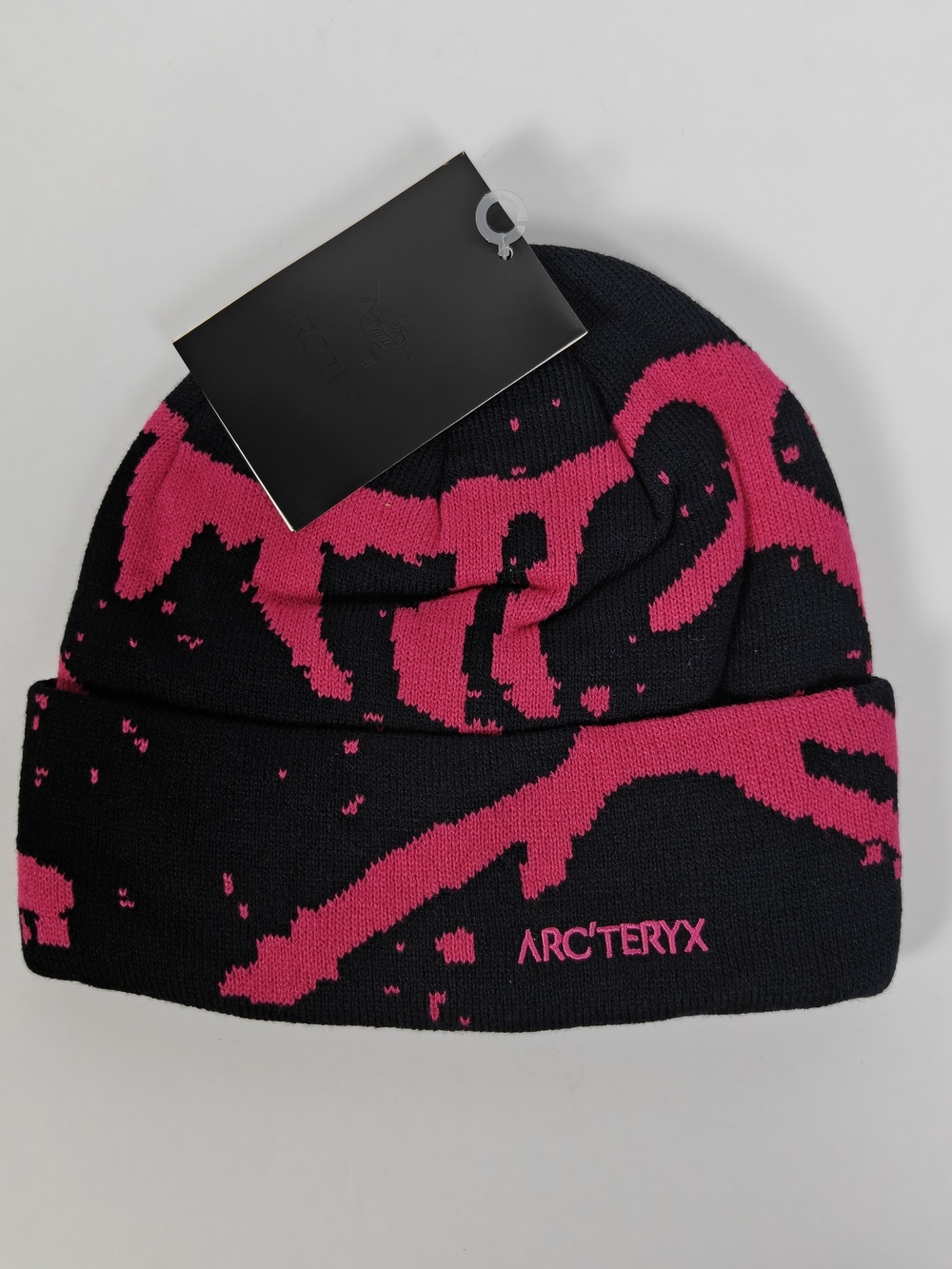 Arc'teryx Black And Pink Bird Head Toque Beanie